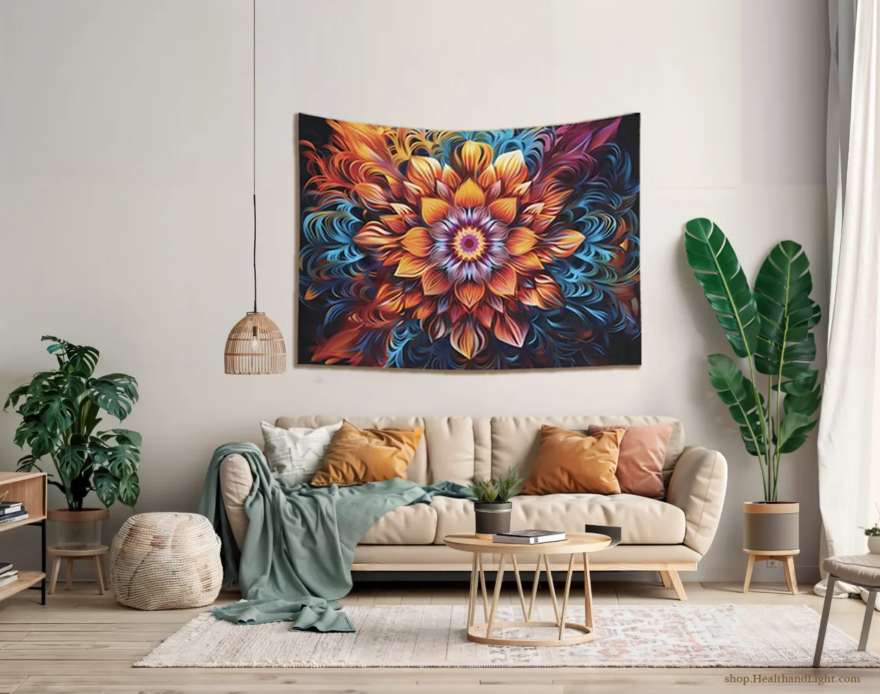 Boho Floral Wall Hanging Mandala Tapestry #2