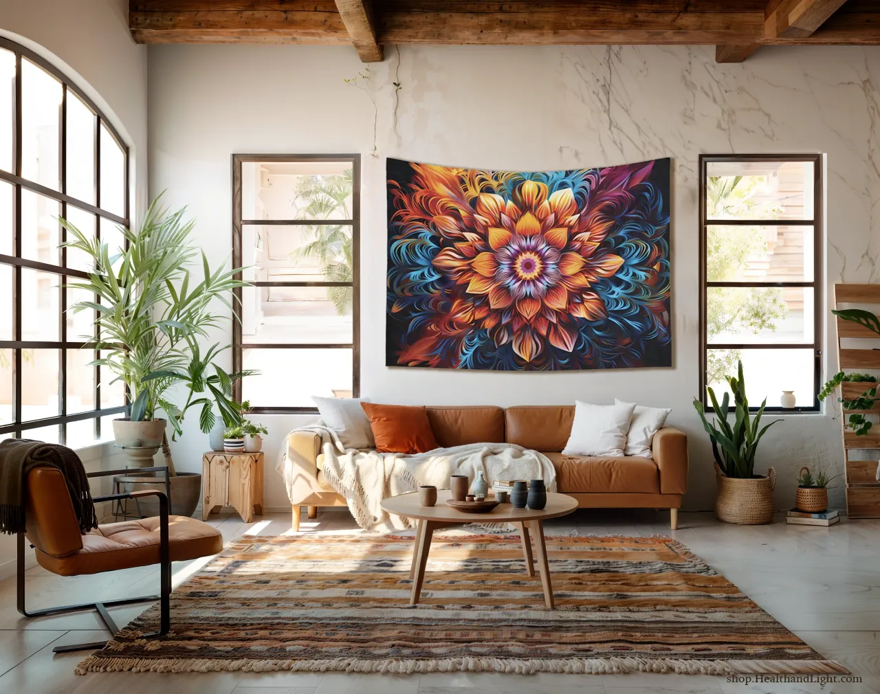 Boho Floral Wall Hanging Mandala Tapestry #2