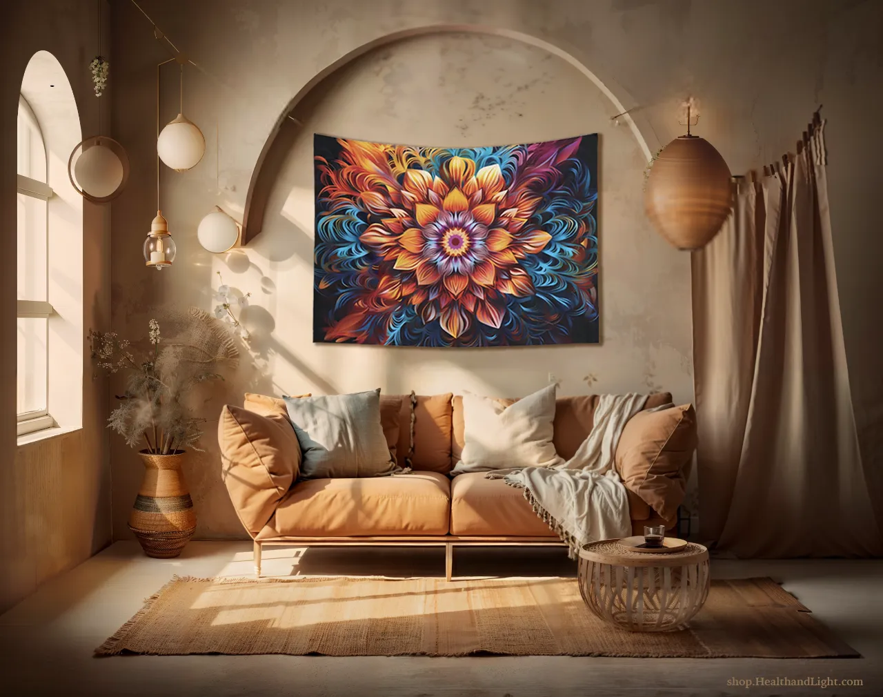 Boho Floral Wall Hanging Mandala Tapestry #2