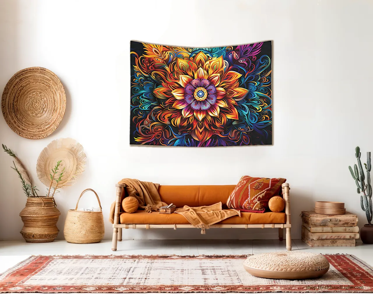 Boho Floral Wall Hanging Mandala Tapestry #3