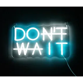 Bright Blue Motivation “Don’t Wait / Do It” LED Night Light Empower Sign Room Wa