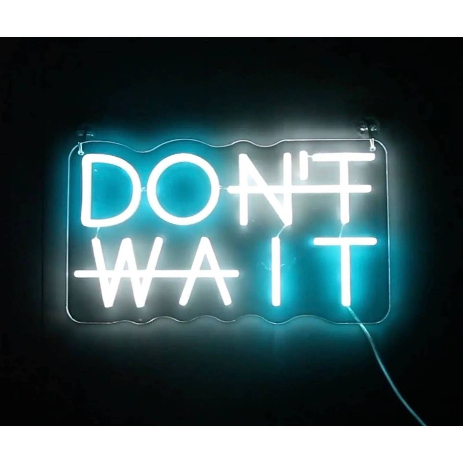 Bright Blue Motivation “Don’t Wait / Do It” LED Night Light Empower Sign Room Wa