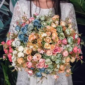 Bulk 11.8" Artificial Roses Bush Flowers Realistic Blossom Bouquet Wholesale