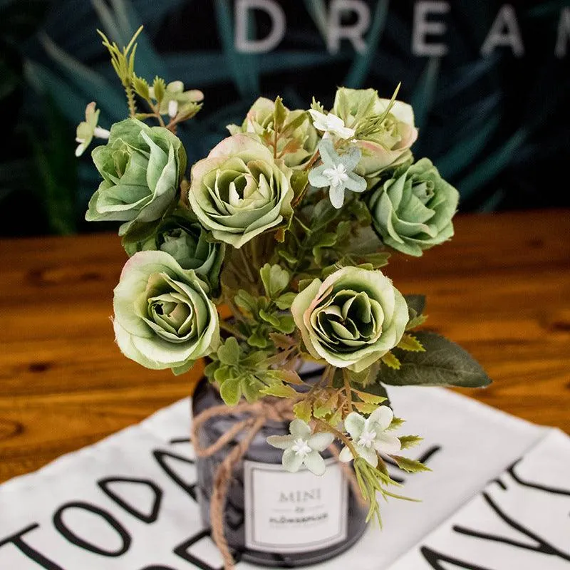 Bulk 11.8" Artificial Roses Bush Flowers Realistic Blossom Bouquet Wholesale
