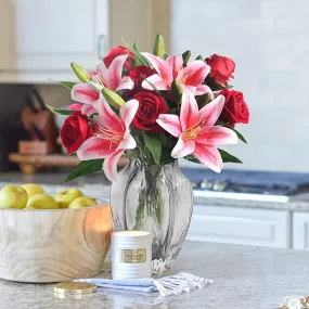 Bulk 14" Pre-Made Artificial Flowers Roses Bouquet and Tiger Lilies for Wedding Bouquet Table Centerpieces Home Party Anniversary Wholesale