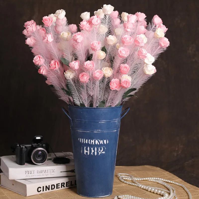 Bulk 30Pcs 21" PE Rose Feather Bouquet for Wedding Flower Arrangements Wholesale