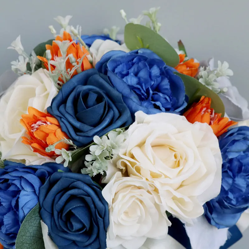 Bulk Wedding Bouquets Royal Blue Rose Peony Flowers Bouquets Wholesale