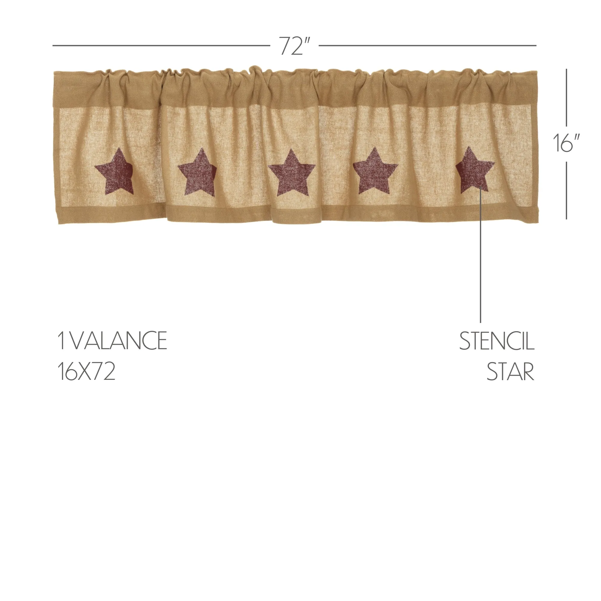Burlap w/ Stencil Stars Valance