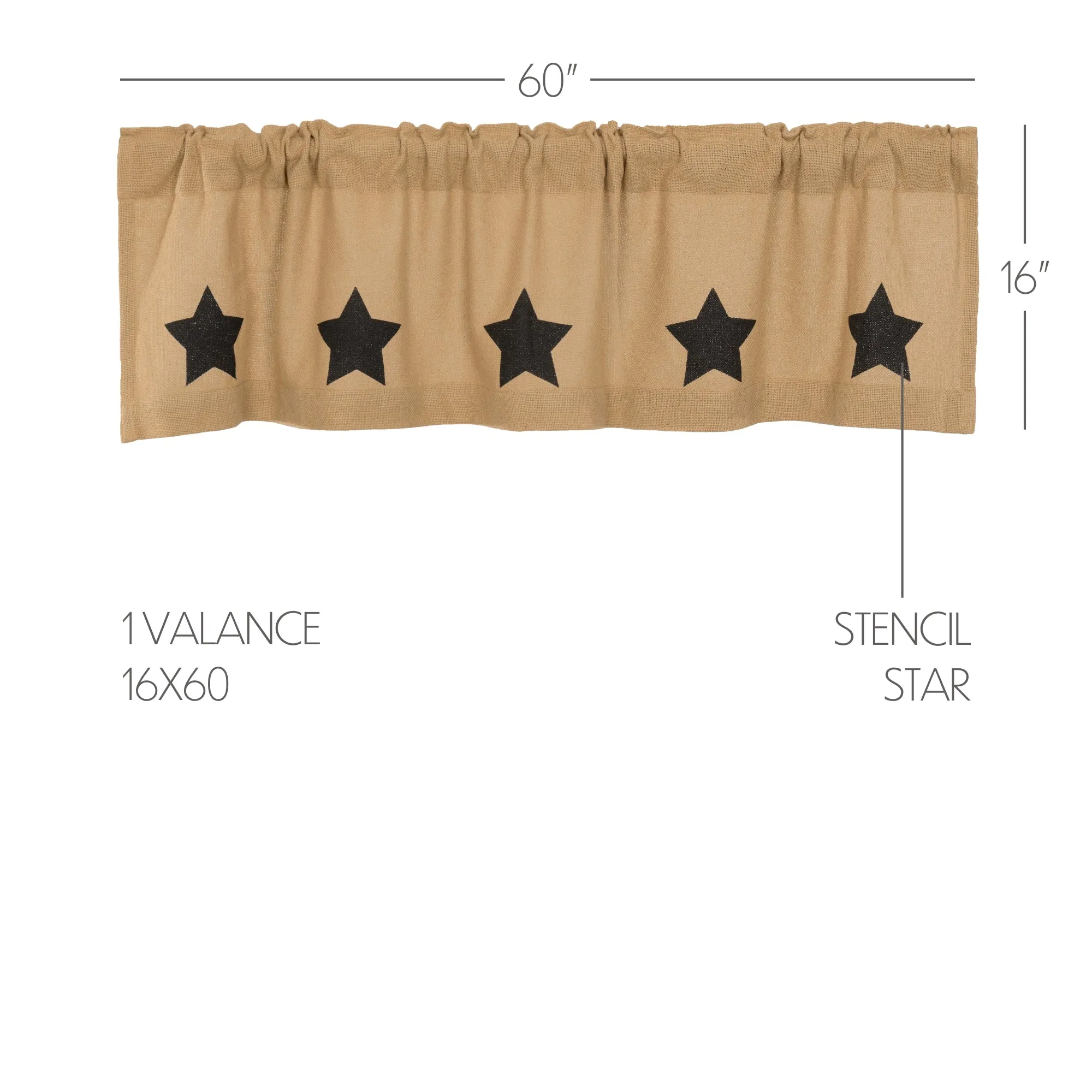 Burlap w/ Stencil Stars Valance