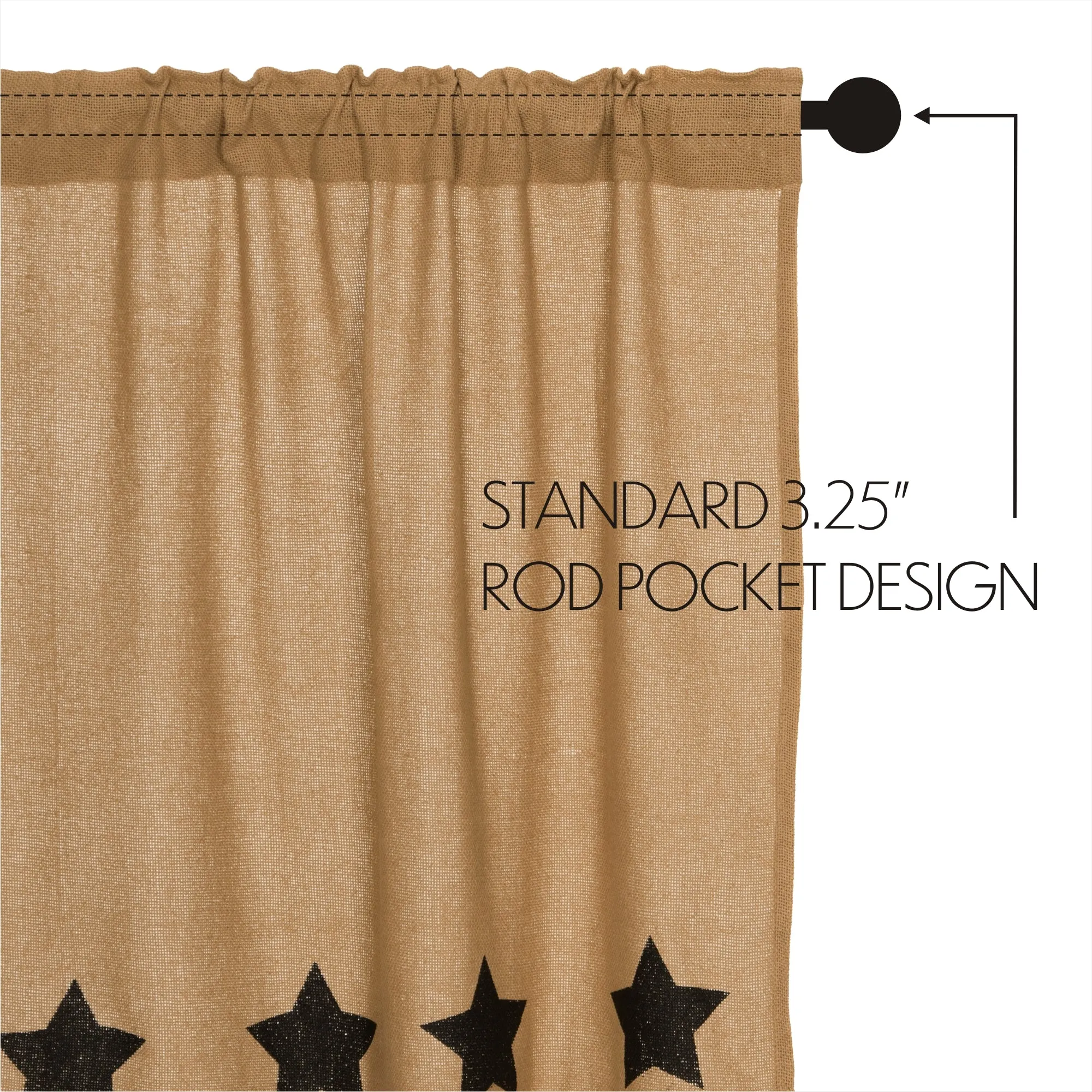 Burlap w/ Stencil Stars Valance