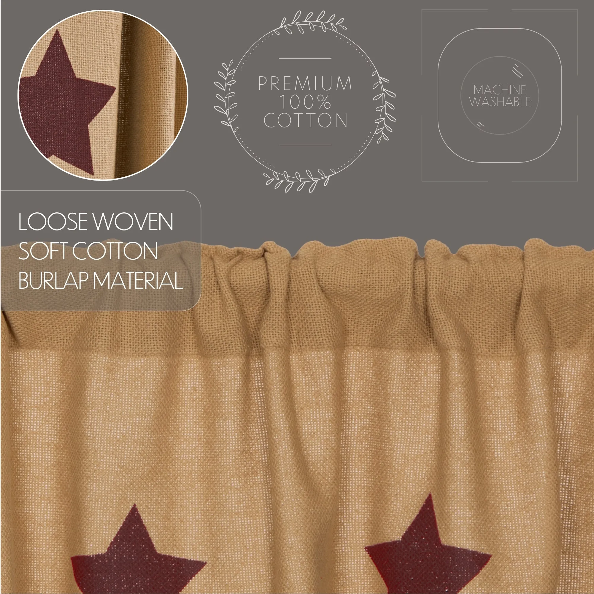 Burlap w/ Stencil Stars Valance
