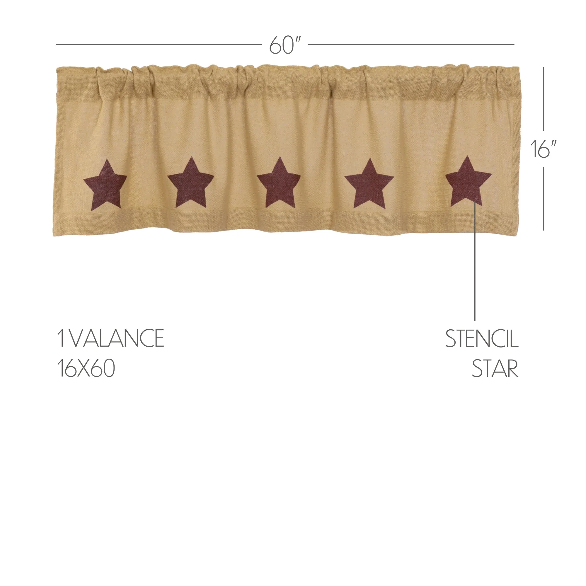 Burlap w/ Stencil Stars Valance
