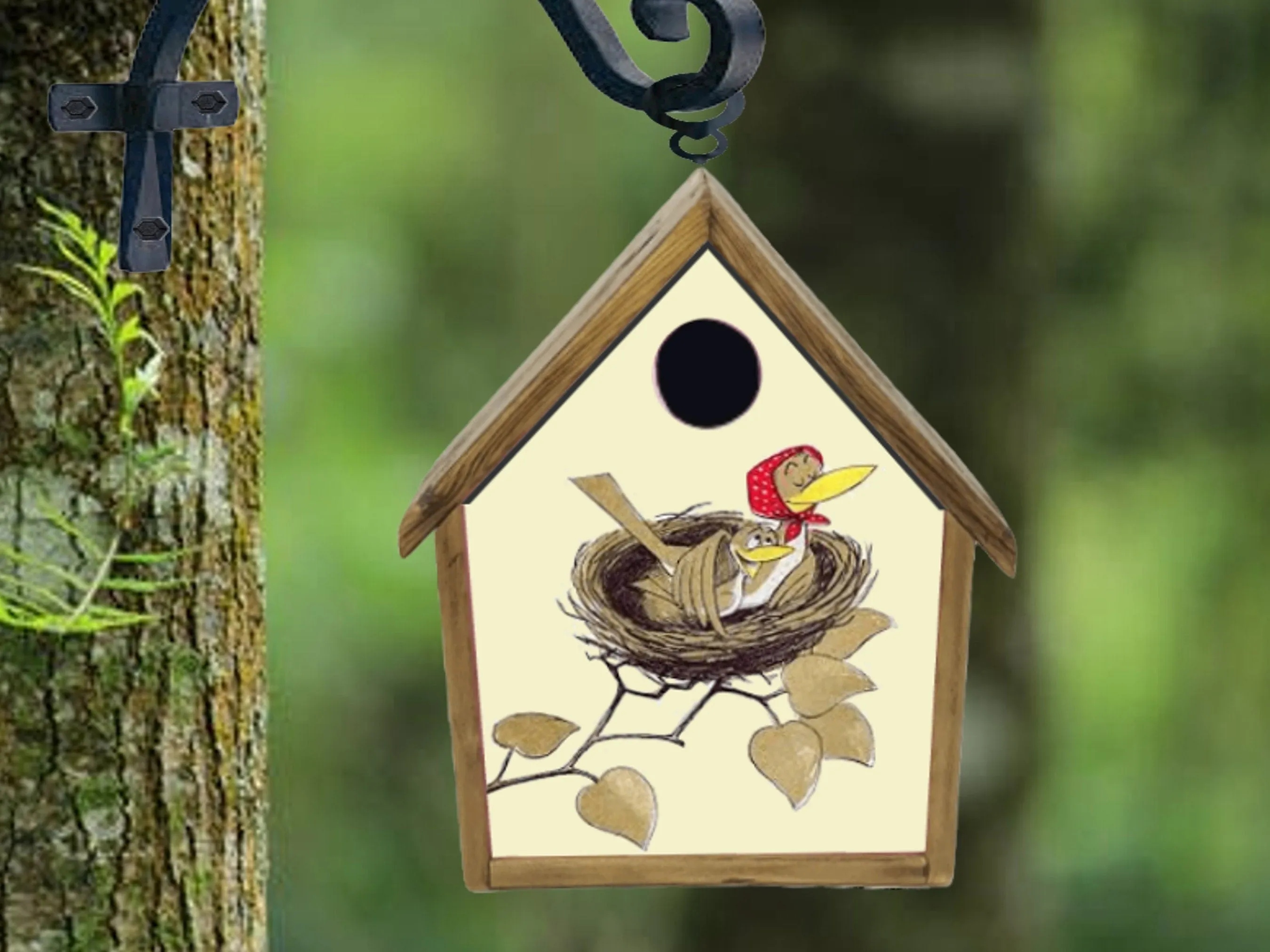 Cartoon Birdhouse Bird House Handmade Custom Design Old Joe Crow