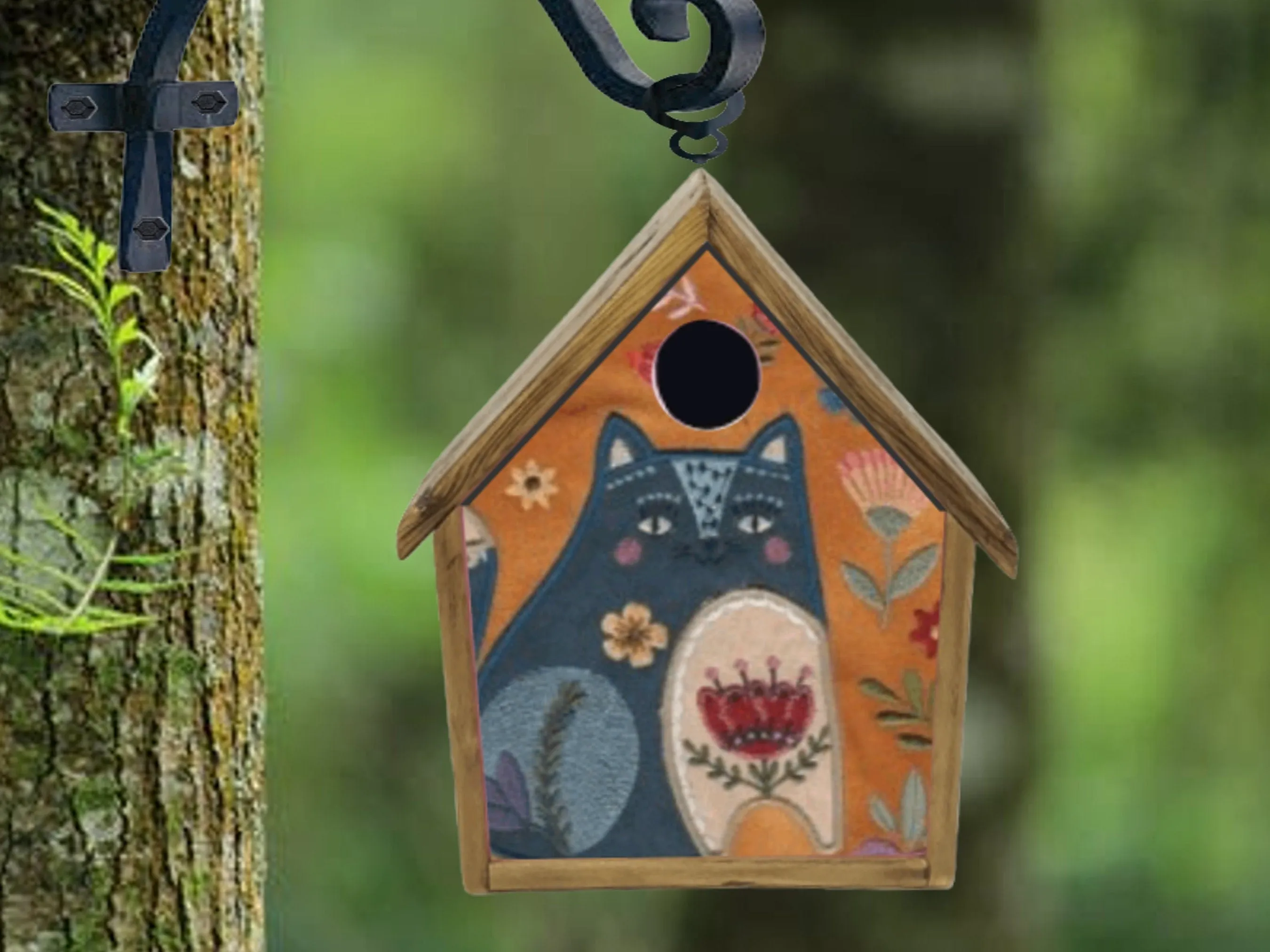 Cartoon Birdhouse Bird House Handmade Custom Design Old Joe Crow