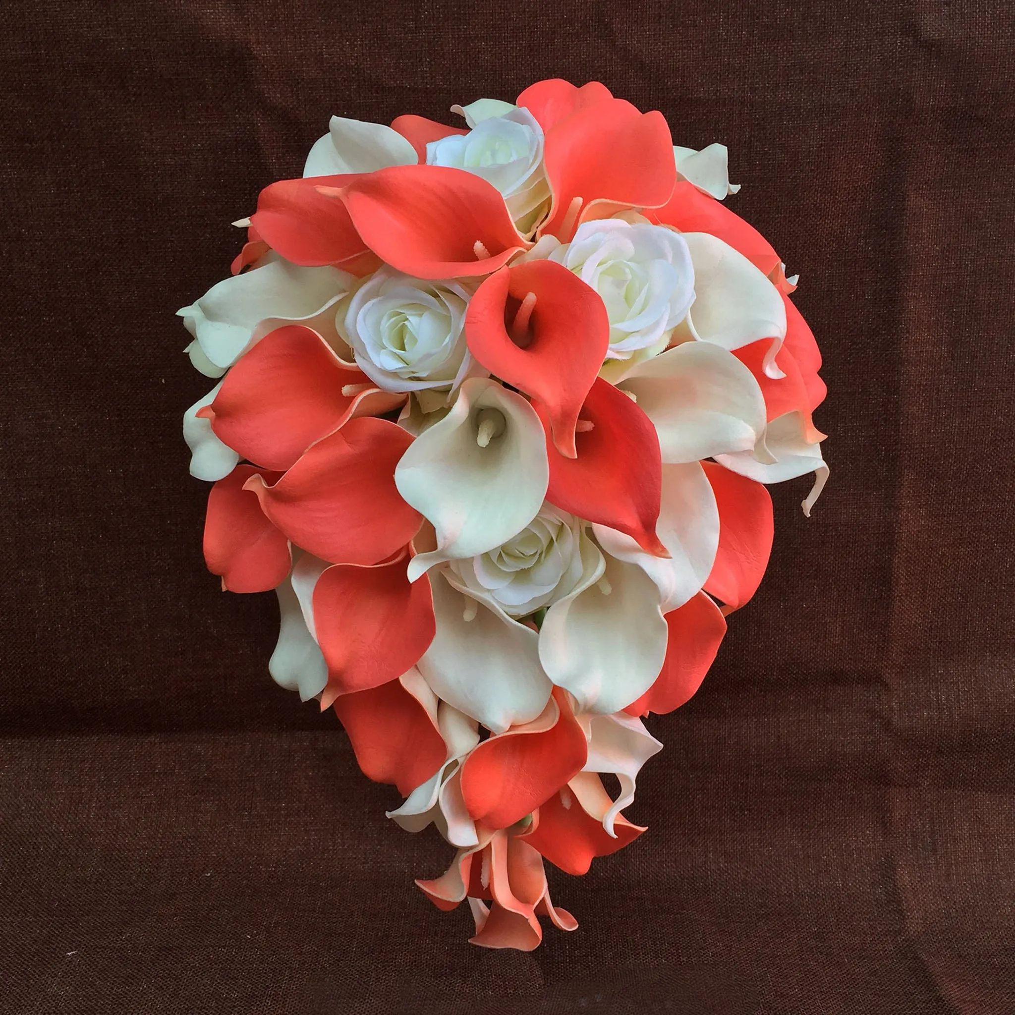 Cascade Calla Lily Bouquet White Rose Wedding Bouquet Cascading