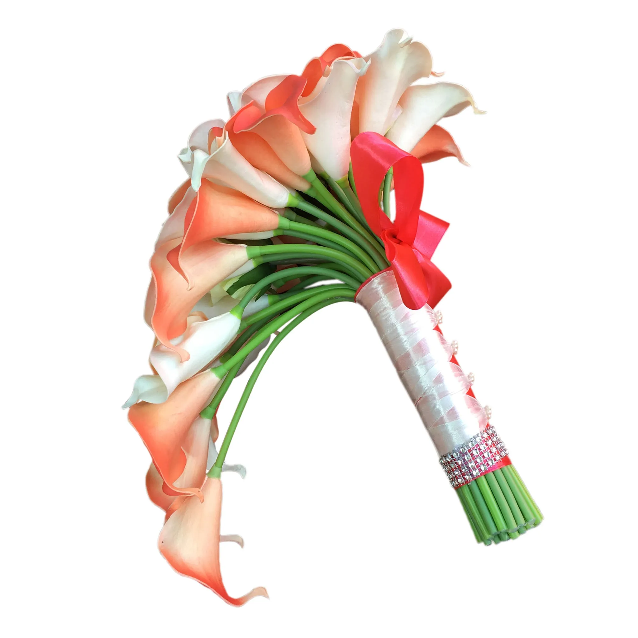 Cascade Calla Lily Bouquet White Rose Wedding Bouquet Cascading