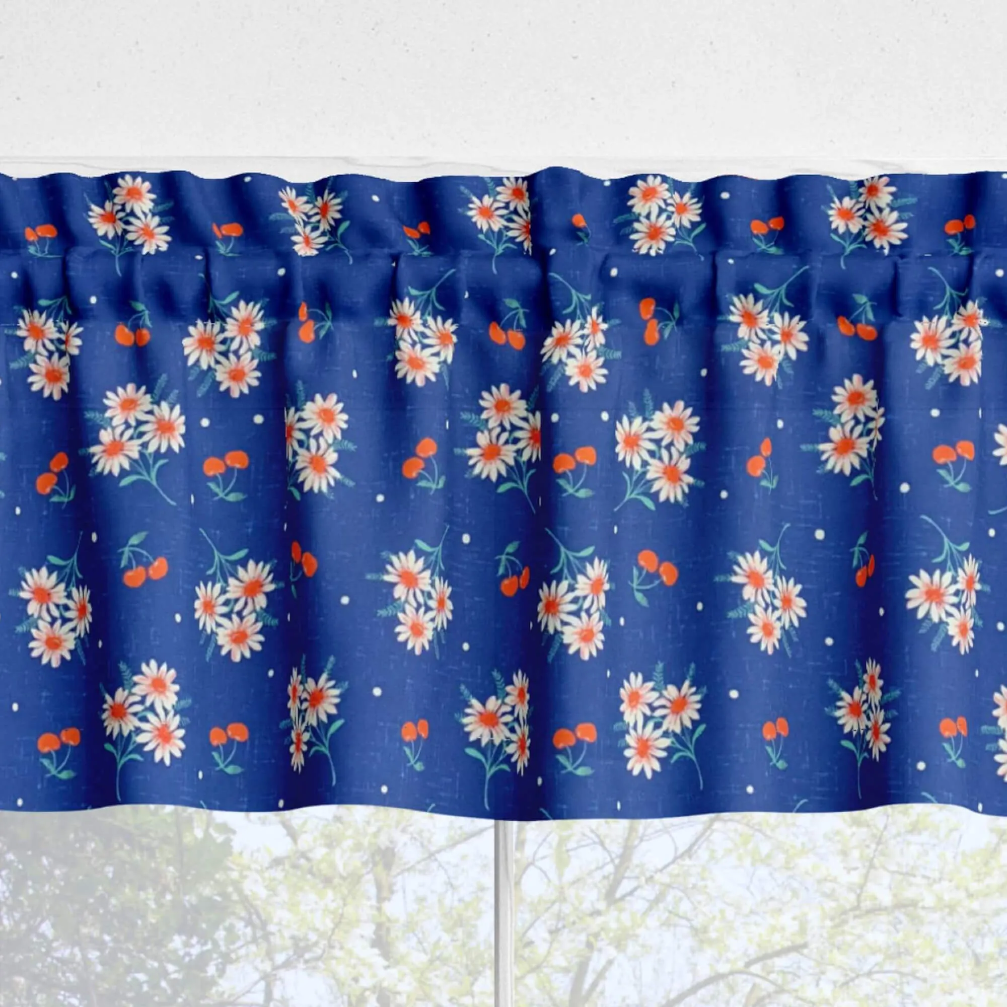Cherry Daisy Kitchen Valances and Cafe Curtains
