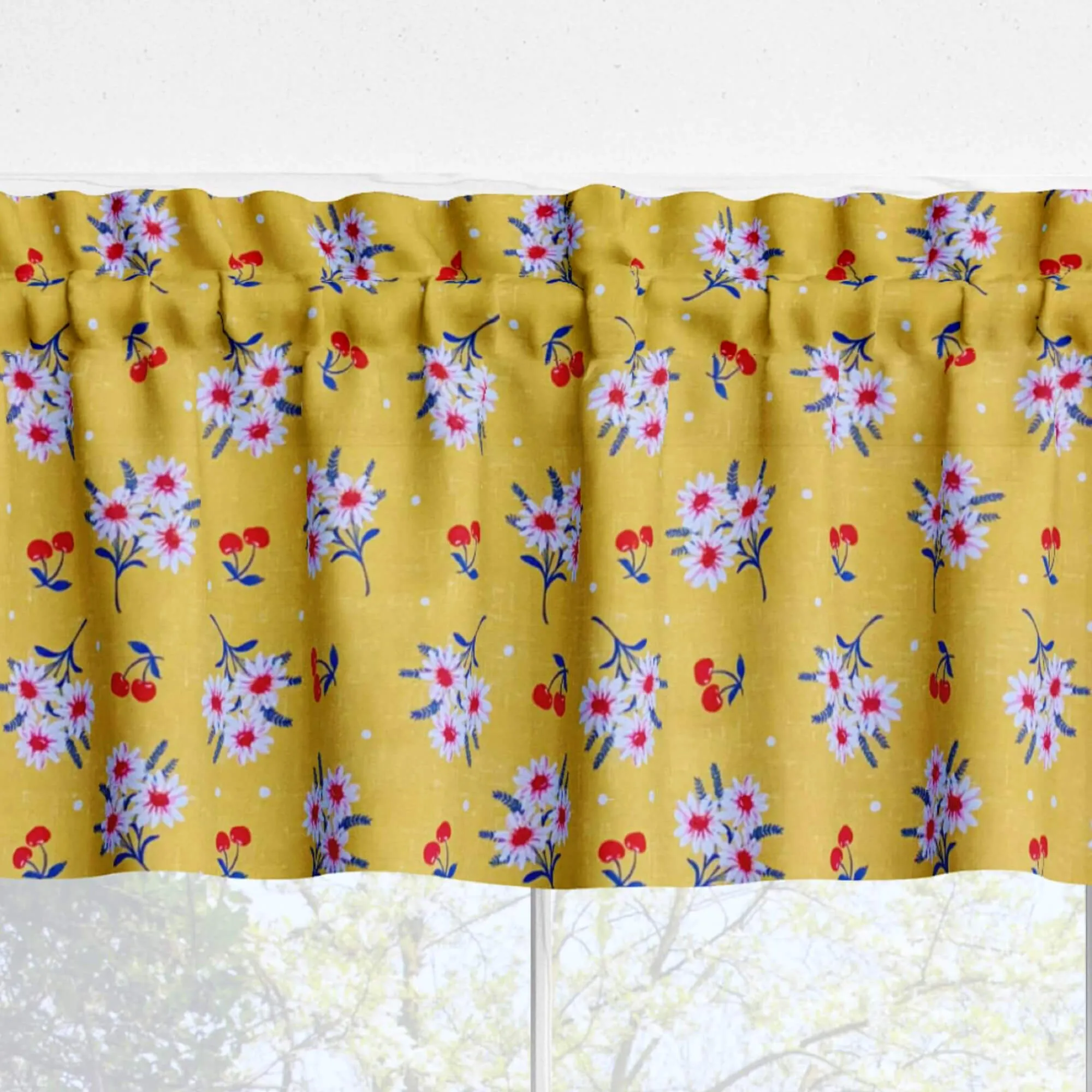 Cherry Daisy Kitchen Valances and Cafe Curtains