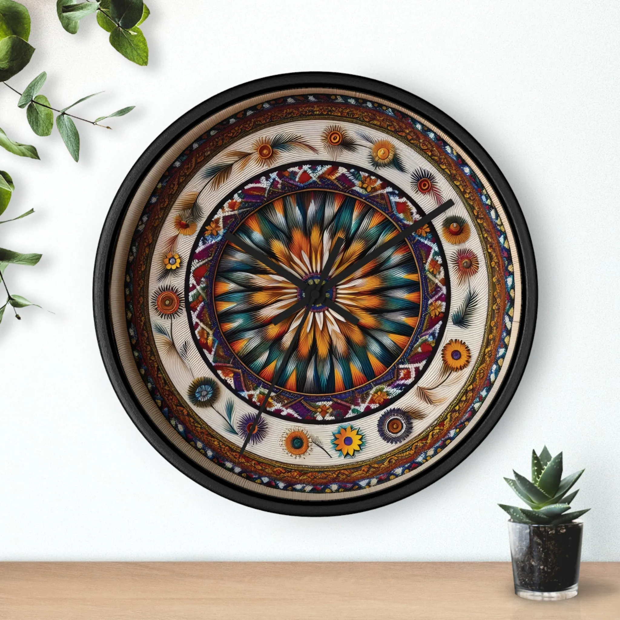 Colourful bohemian minimal design  Wall Clock