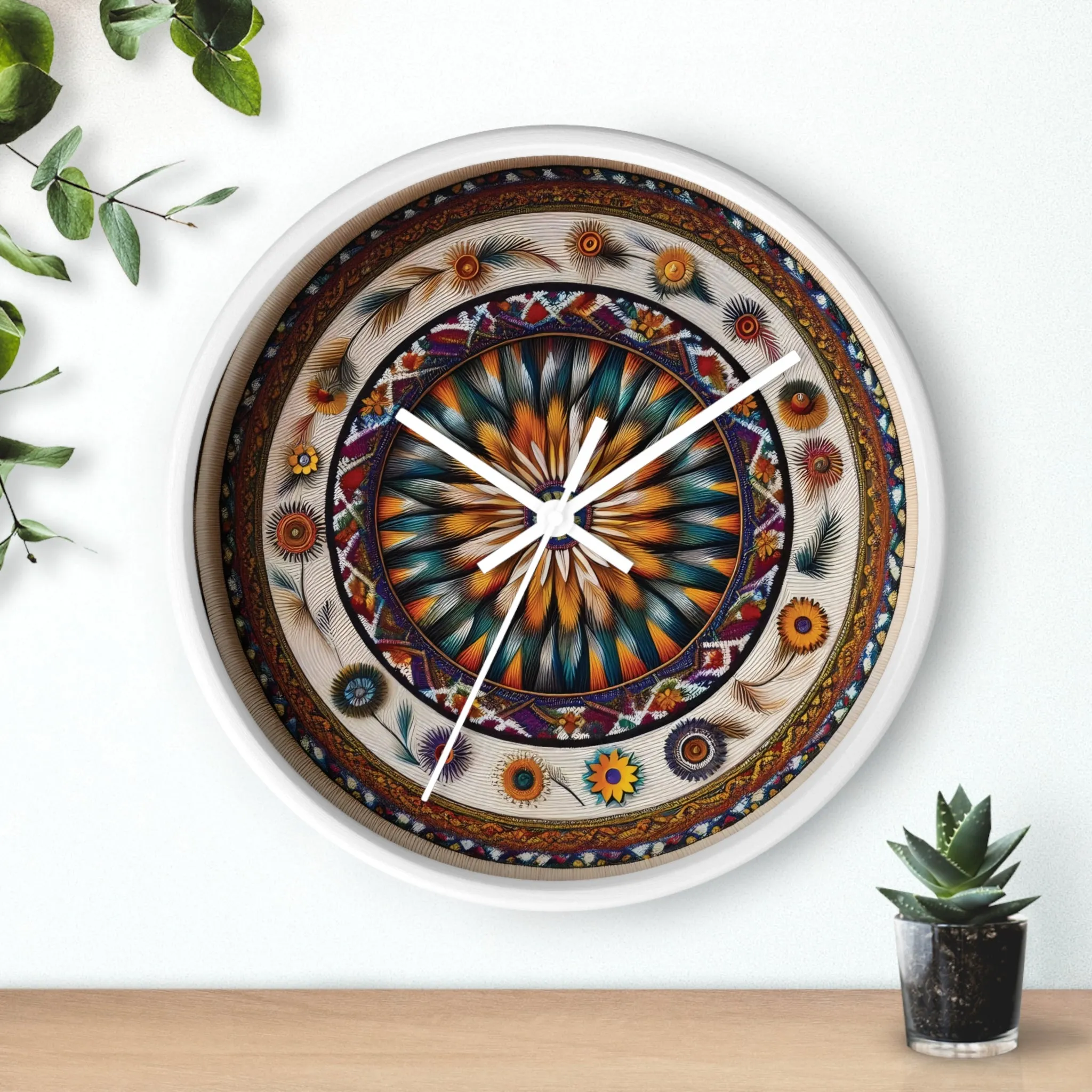 Colourful bohemian minimal design  Wall Clock