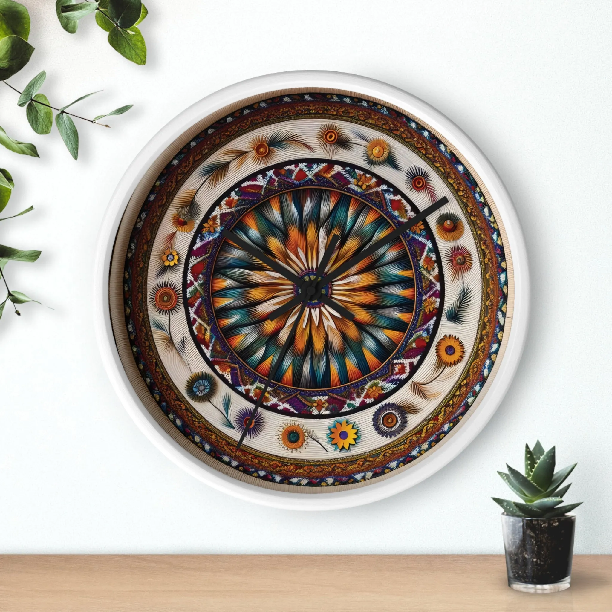 Colourful bohemian minimal design  Wall Clock