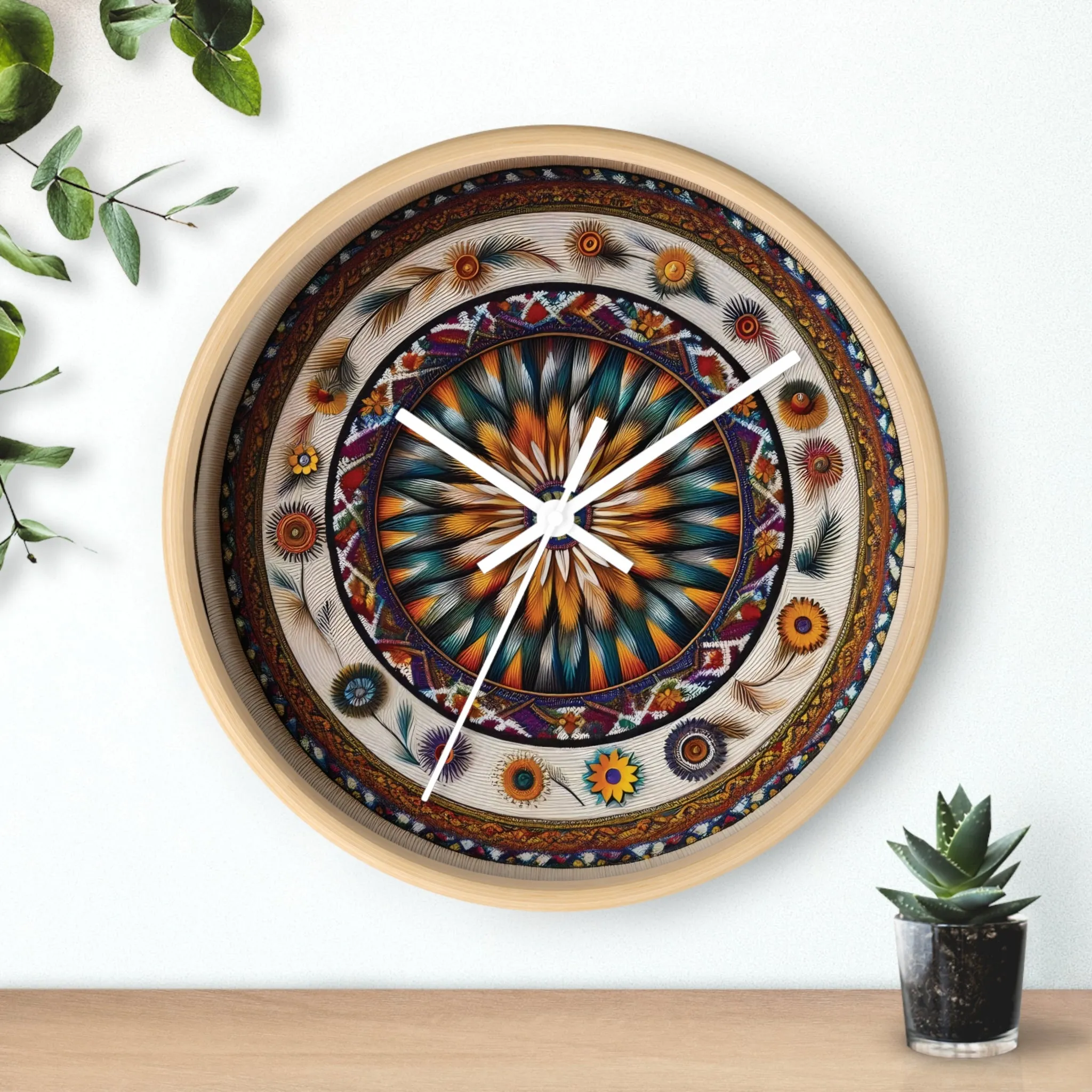 Colourful bohemian minimal design  Wall Clock