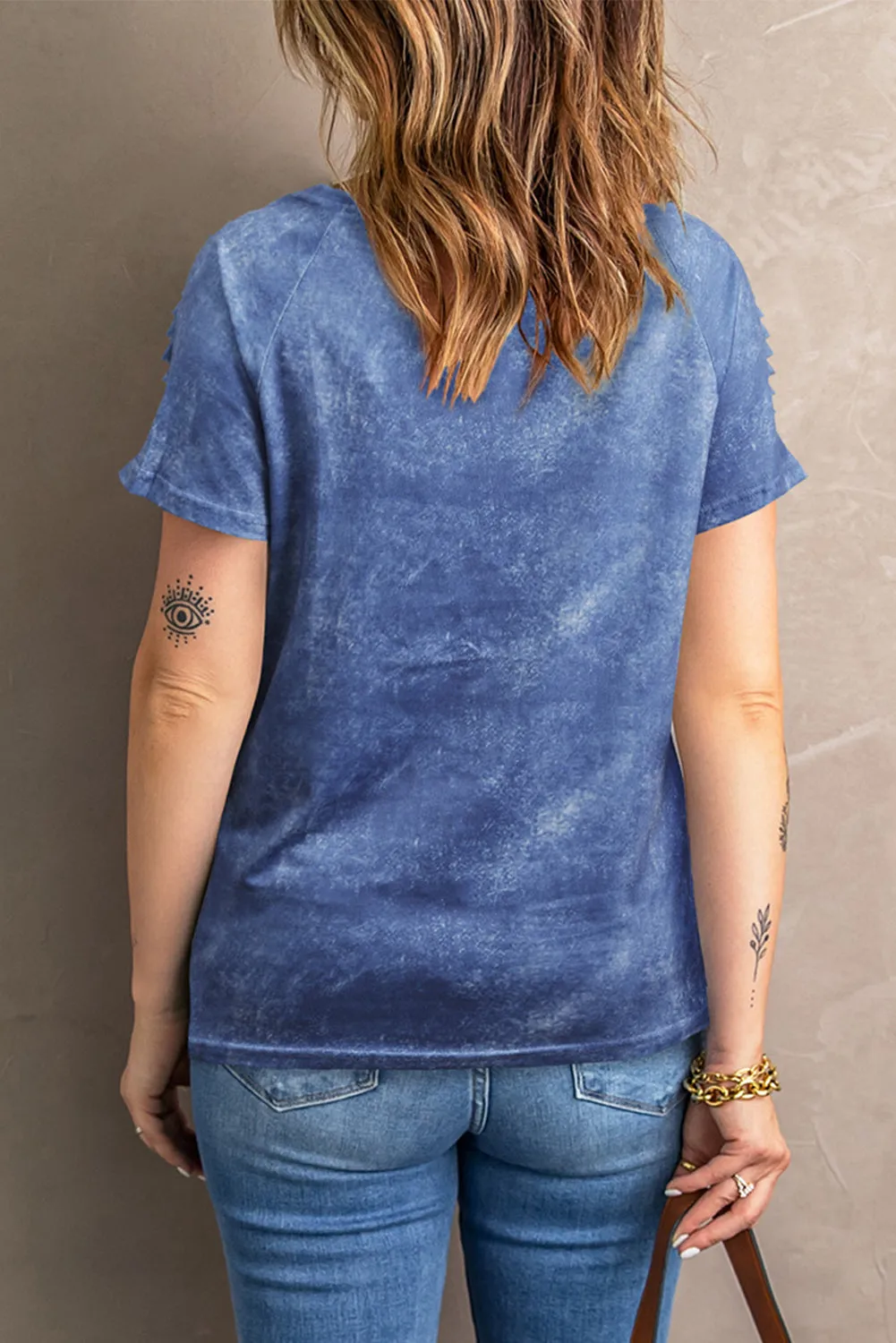 Daisy Letter Print Cut-out Short Sleeve T-shirt