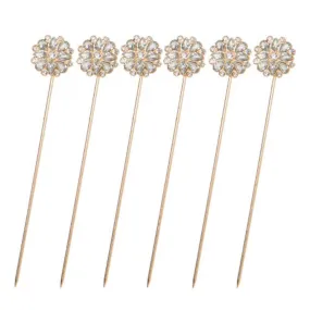 David Tutera™ Bouquet Jewelry: Gold Flower Bouquet Pins w/Rhinestones, 6 pieces
