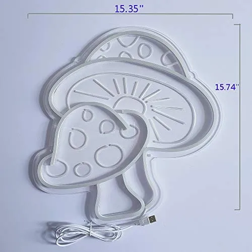DIVATLA Mushroom Neon Sign with 3D Art,Powed by USB Neon Mushroom Sign. Colorful Neon Sign Mushroom with Dimmable Switch (mushroom)