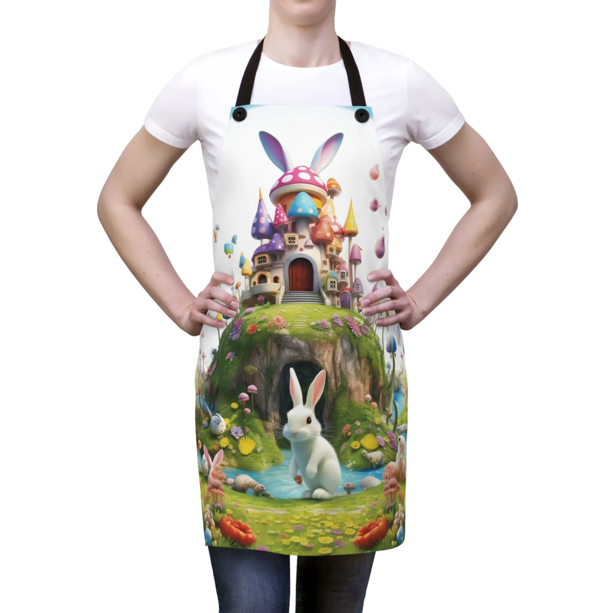 Easter Bunny Castle Apron, Cute Apron, Easter Apron, Easter Gift, Gift for Her, Easter Bunny Apron, Cooking Apron, Chef Apron, Women's apron