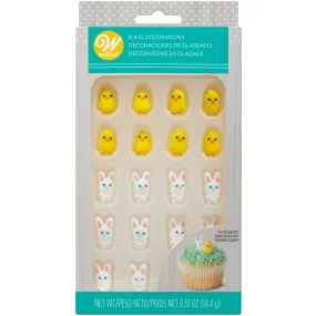 Easter Chicks and Bunnies Icing Decorations | 24 ct
