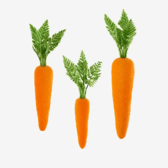 Easter Flocked Orange Carrot, Assorted Sizes | 1 ct