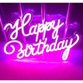 Fancy Vivid Pink Happy Birthday LED Night Light Room Wall Party Decoration
