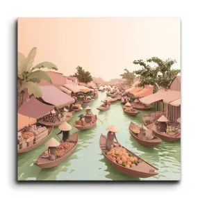 Floating Market Serenity in Pastel Hues
