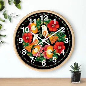 Folk Art Love Birds Wall Clock