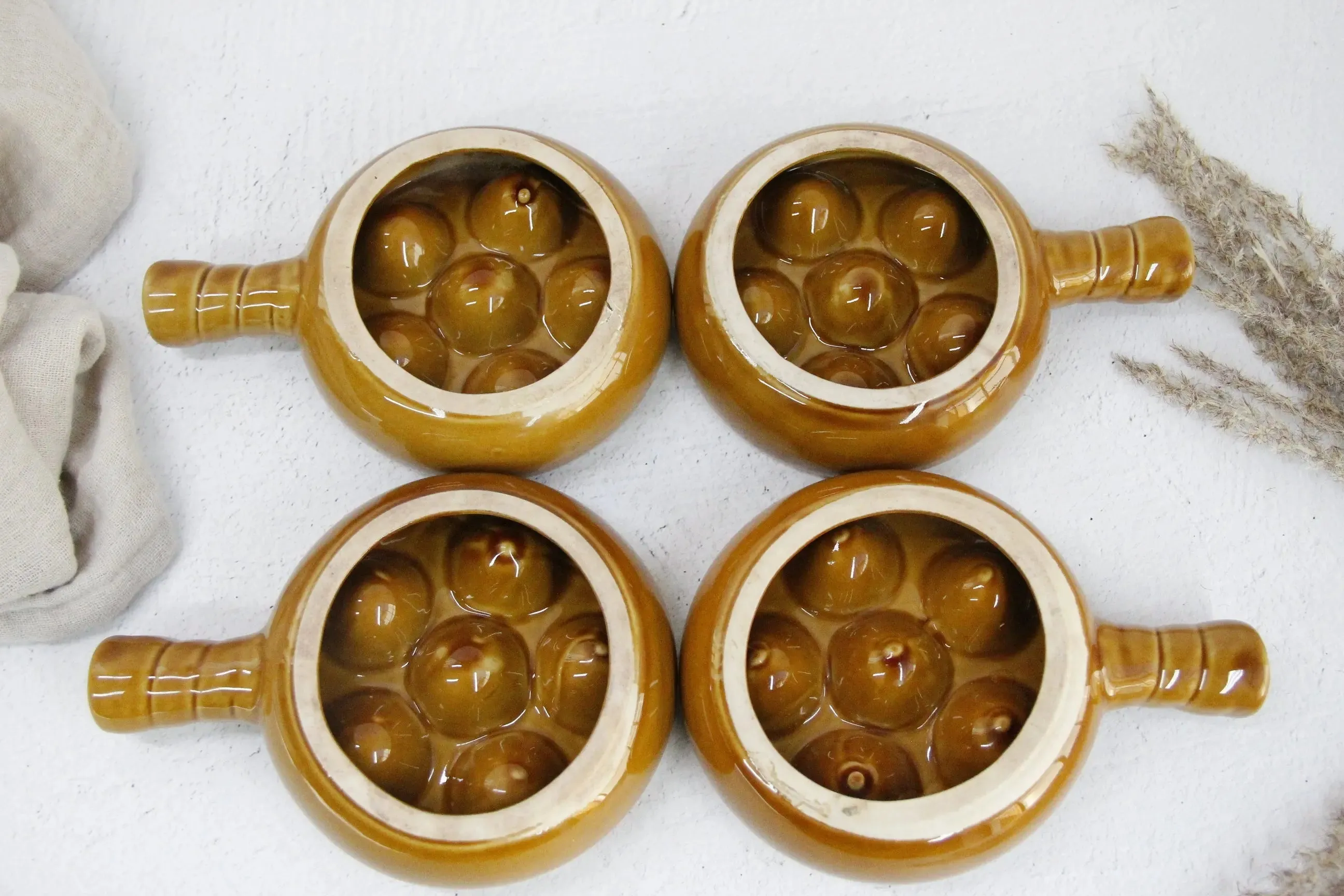 French Escargot Bowl | Vintage Baking Dish Set-4 Pcs.