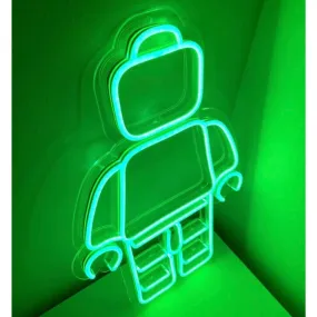 Fun Bight Green Lego Block Man Toy LED Night Light Room Wall Decoration