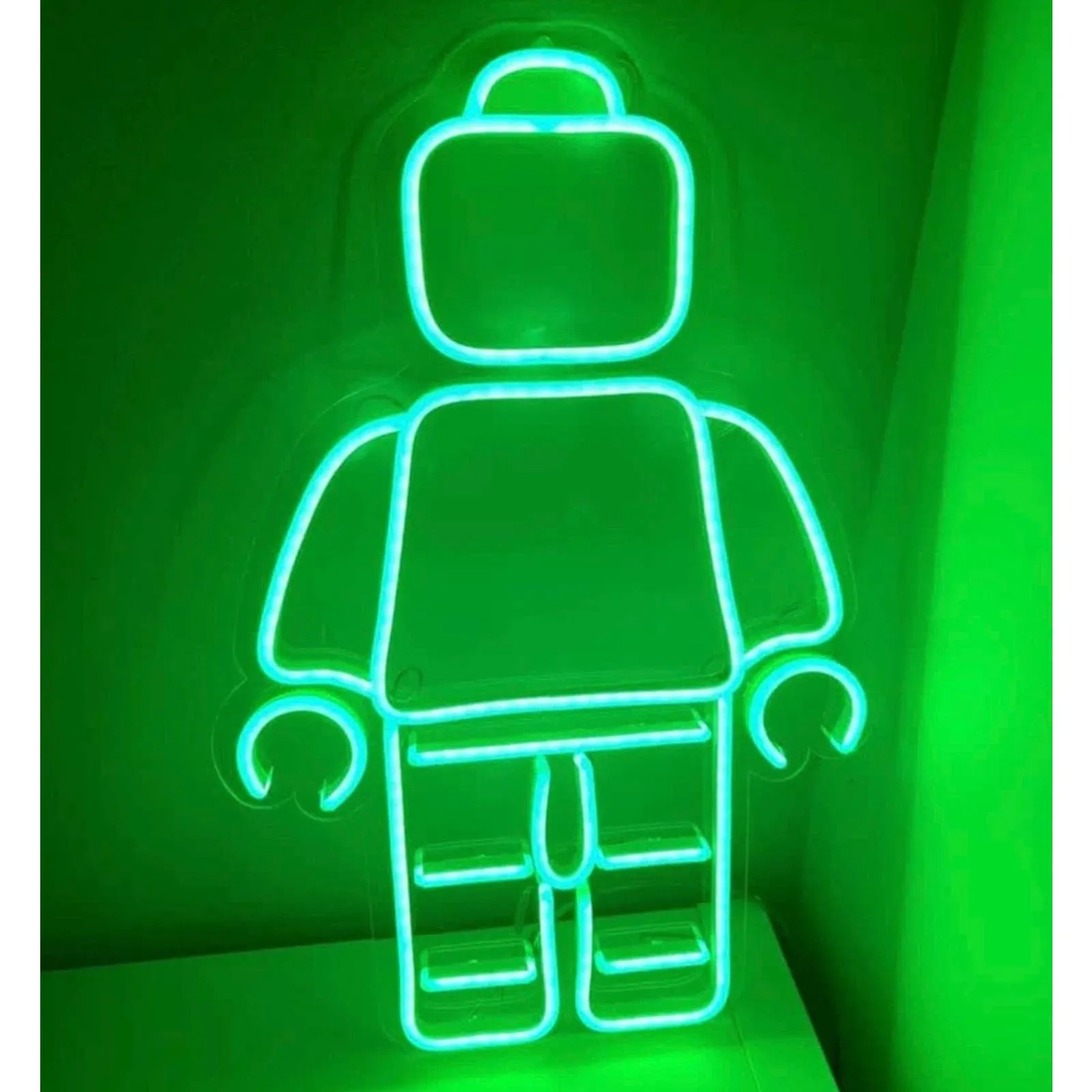 Fun Bight Green Lego Block Man Toy LED Night Light Room Wall Decoration
