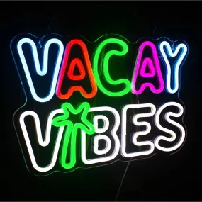 Fun Bright Colorful “Vacay Vibes” LED Night Light Room Wall Decoration