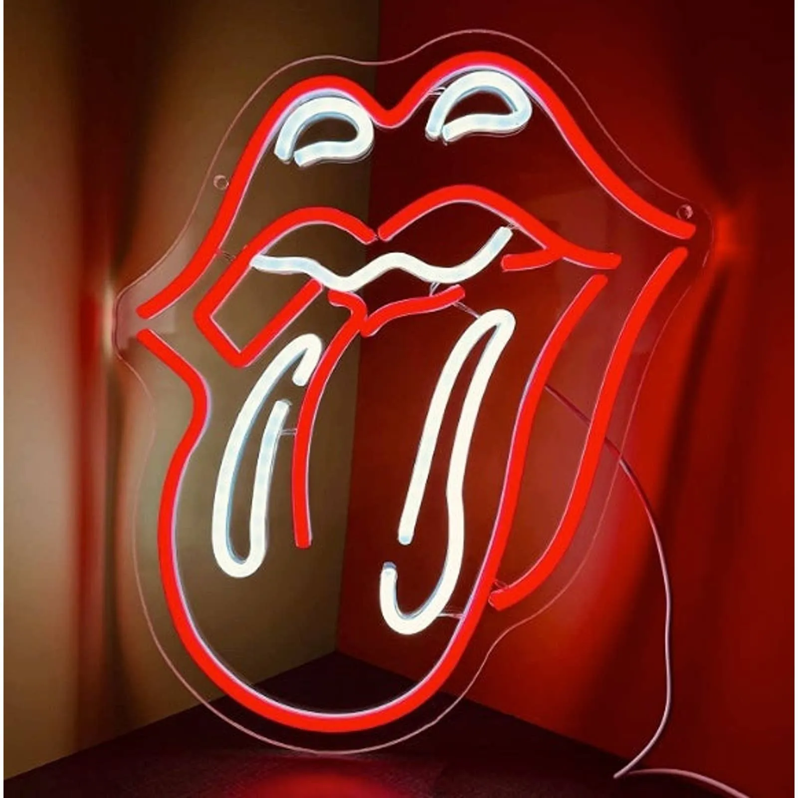 Fun Bright Red / White Tongue and Lips LED Night Light Room Wall Decoration