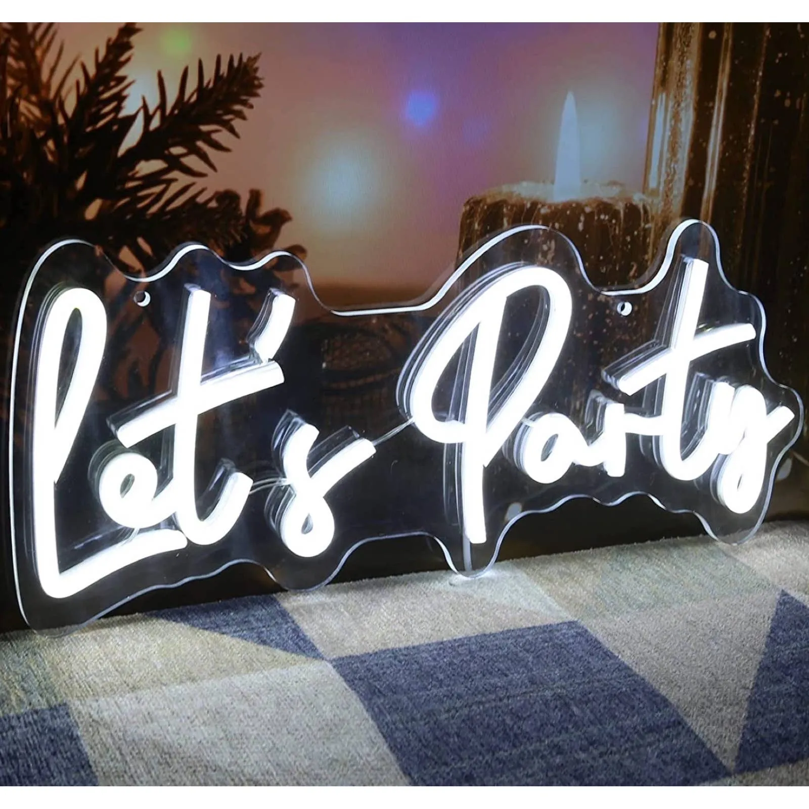 Fun Cool Bright White “Let’s Party” LED Night Light Room Wall Celebration Decora