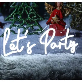 Fun Cool Bright White “Let’s Party” LED Night Light Room Wall Celebration Decora