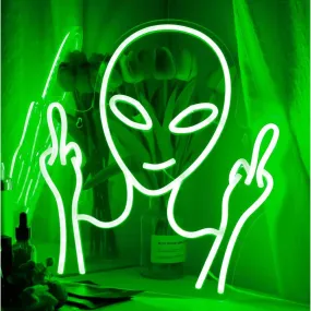 Funny Bright Green Bad Alien LED Night Light Room Wall UFO Decoration
