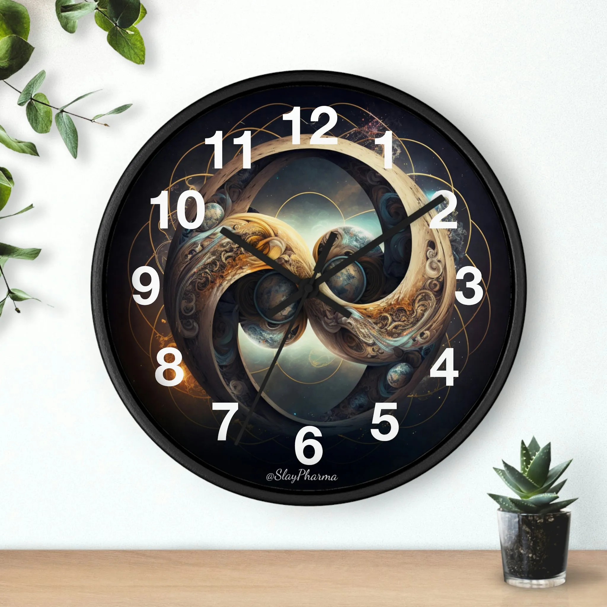Geometric Wall Clock #8 w/ numbers