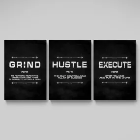Grind Hustle Execution Wall Art