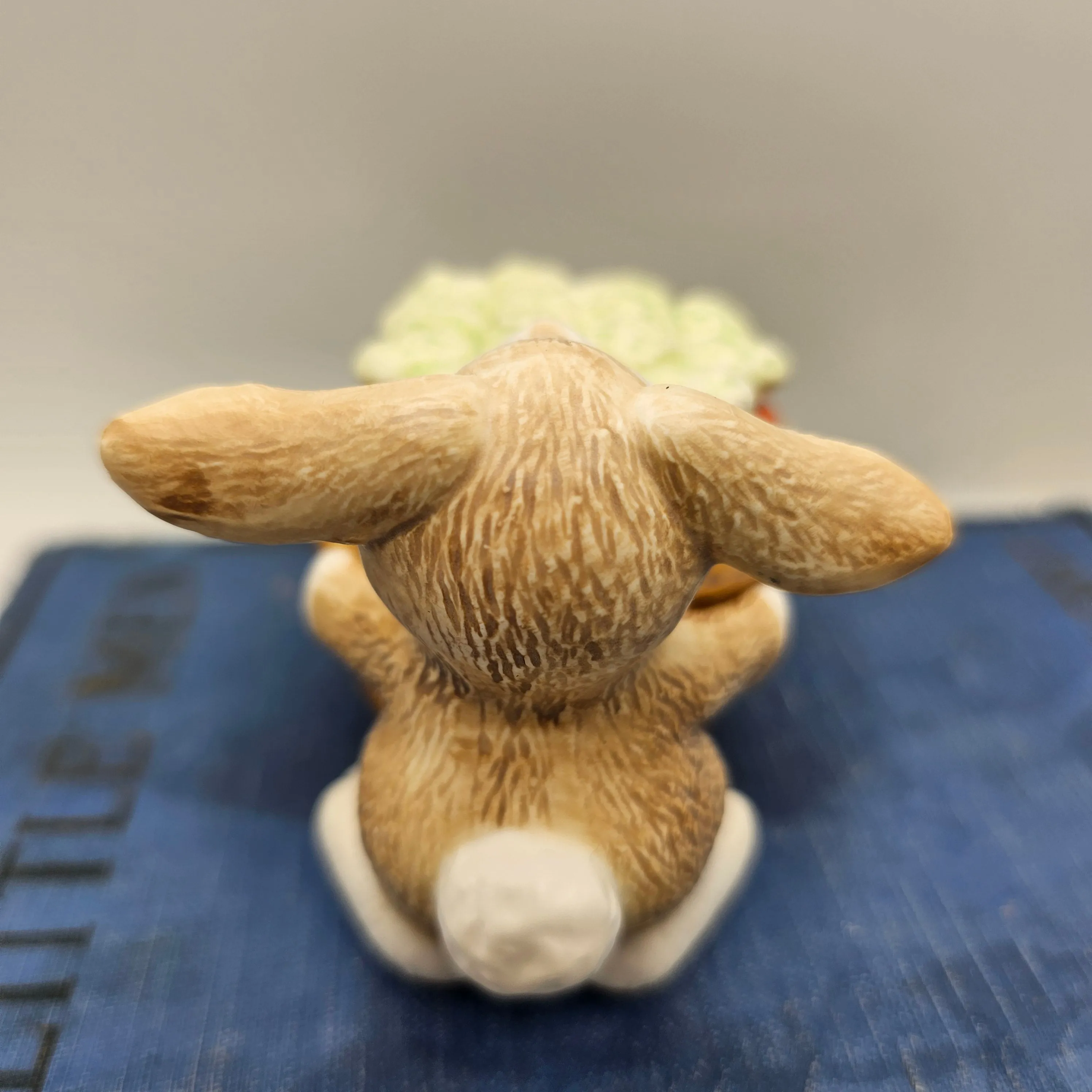 Happy Ears Bunny with Carrot Basket Ceramic Trinket Box