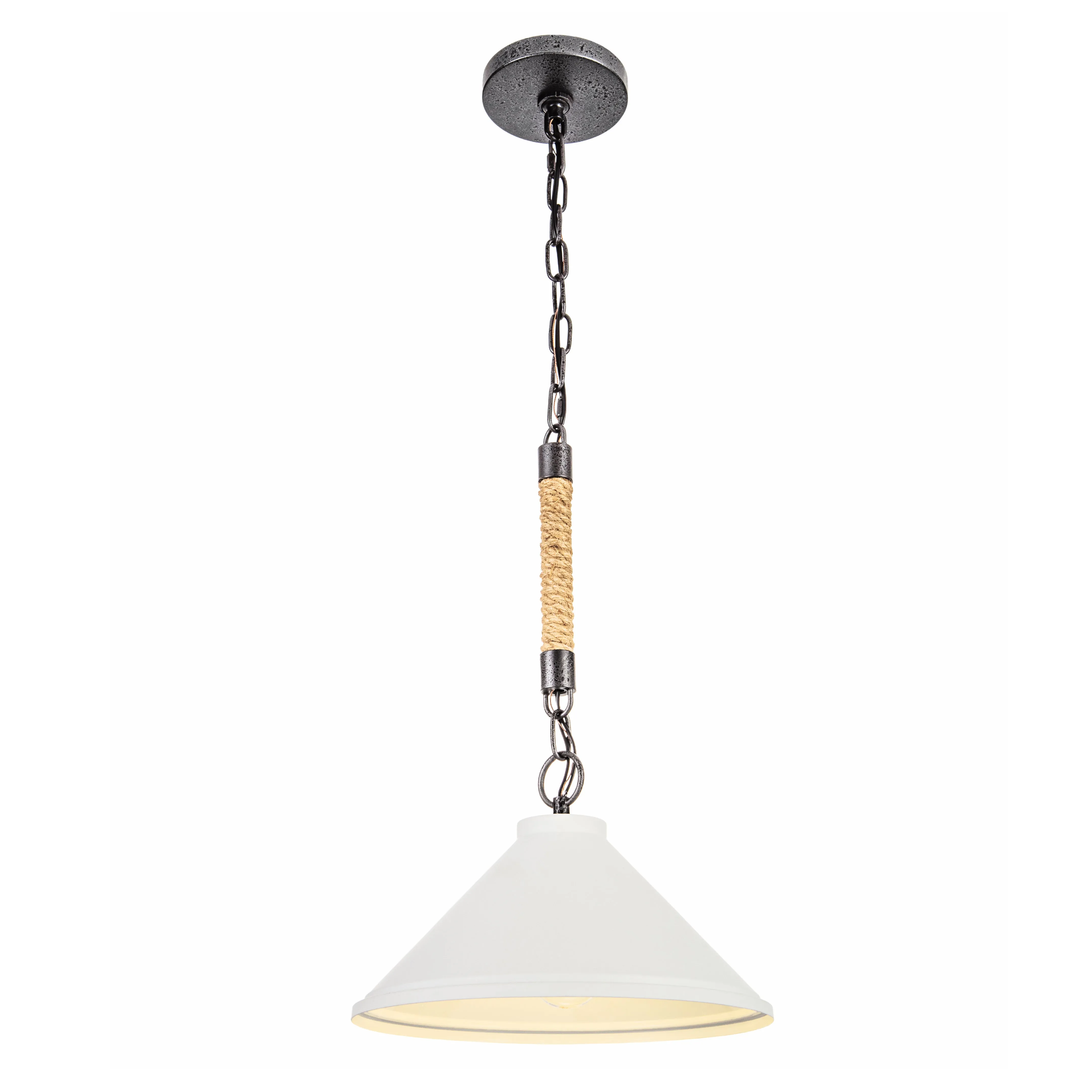 Harvest 1-Light Cone Pendant Light in Matte White