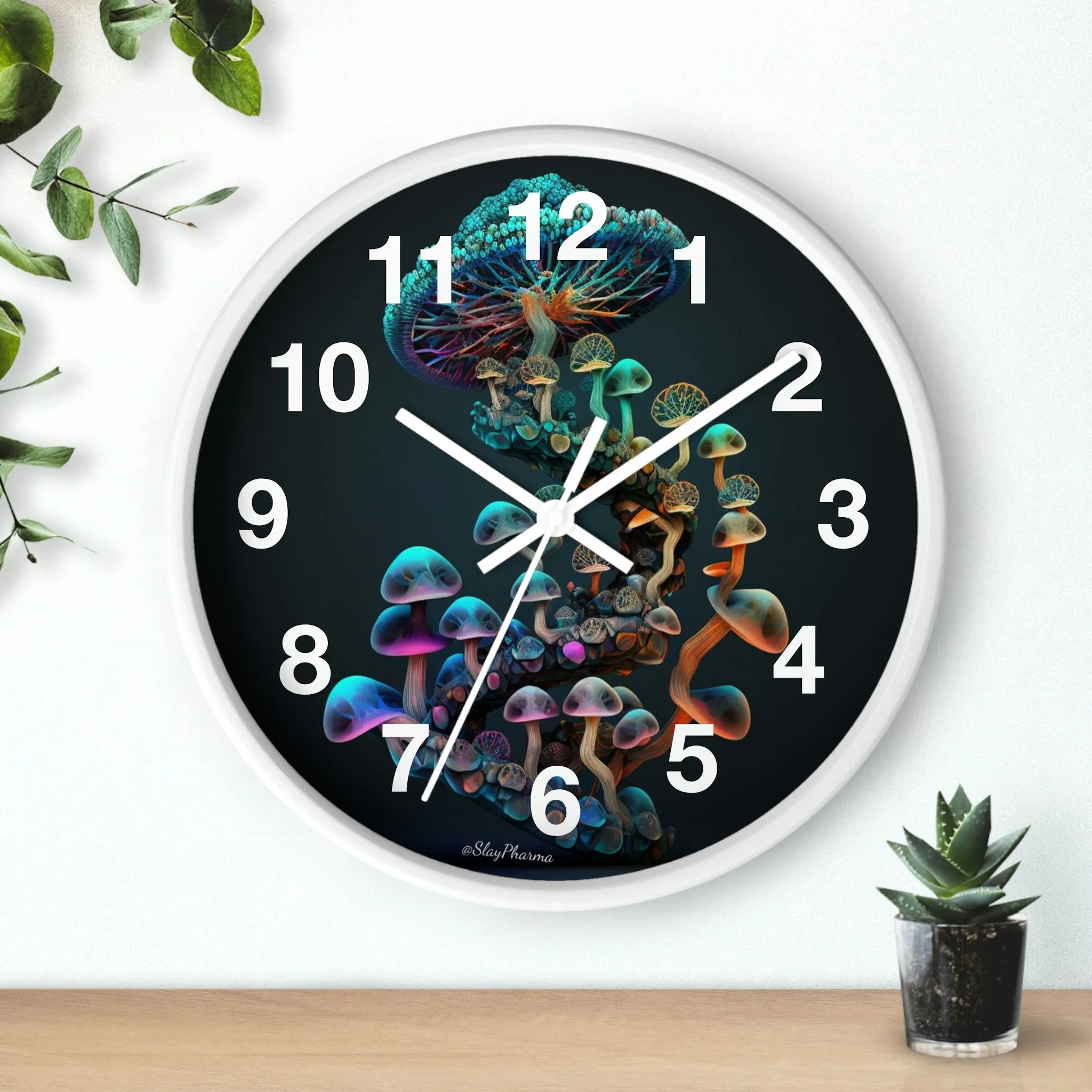 Infinite Mushroom DNA Wall Clock #3 w/ numbers