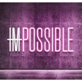 Inspiring Pink White “ImPossible” LED Night Light Motivation Decoration