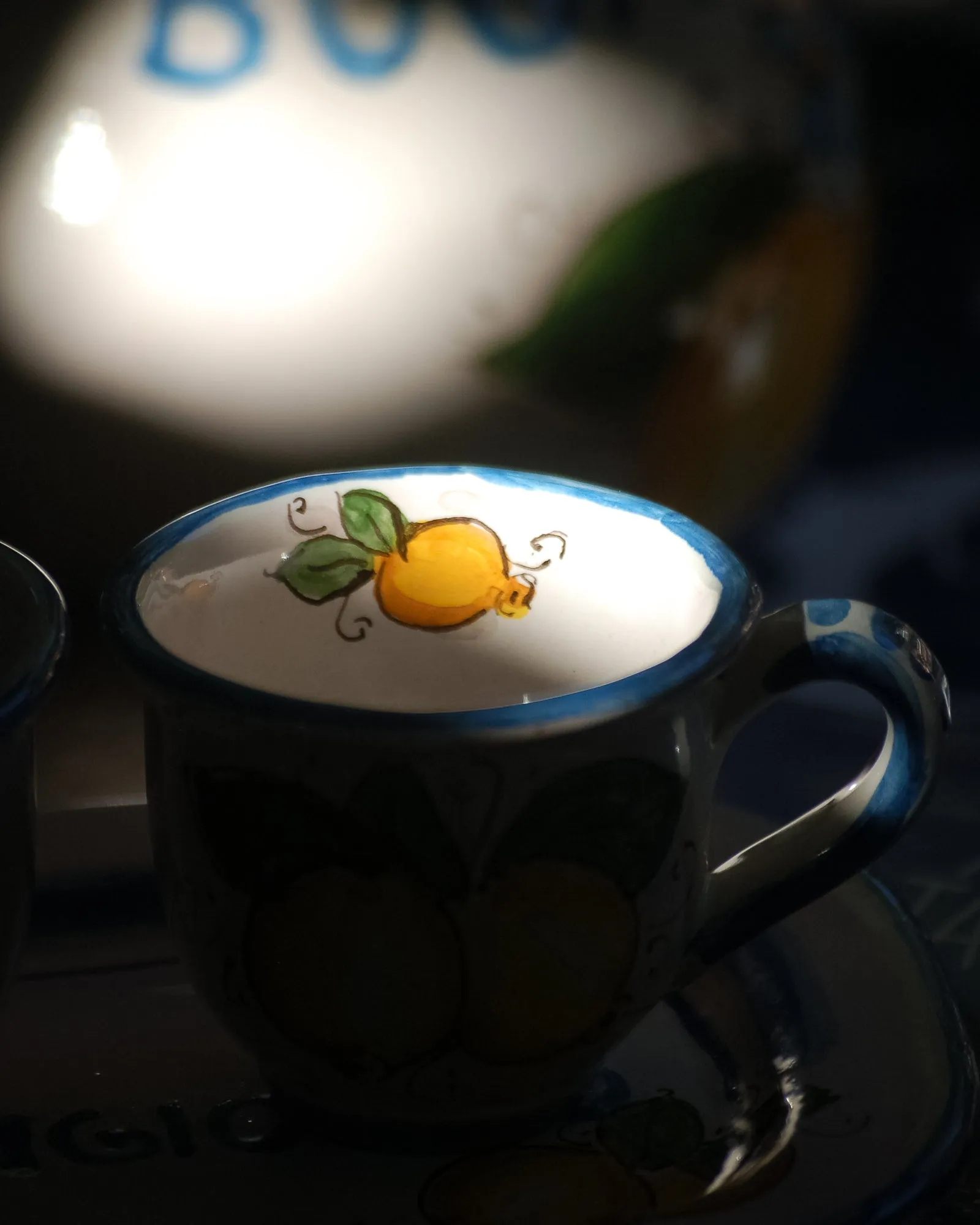Italian ceramic breakfast Set - BUONGIORNO/ La Vita 'e piu bella con te,  lemon theme